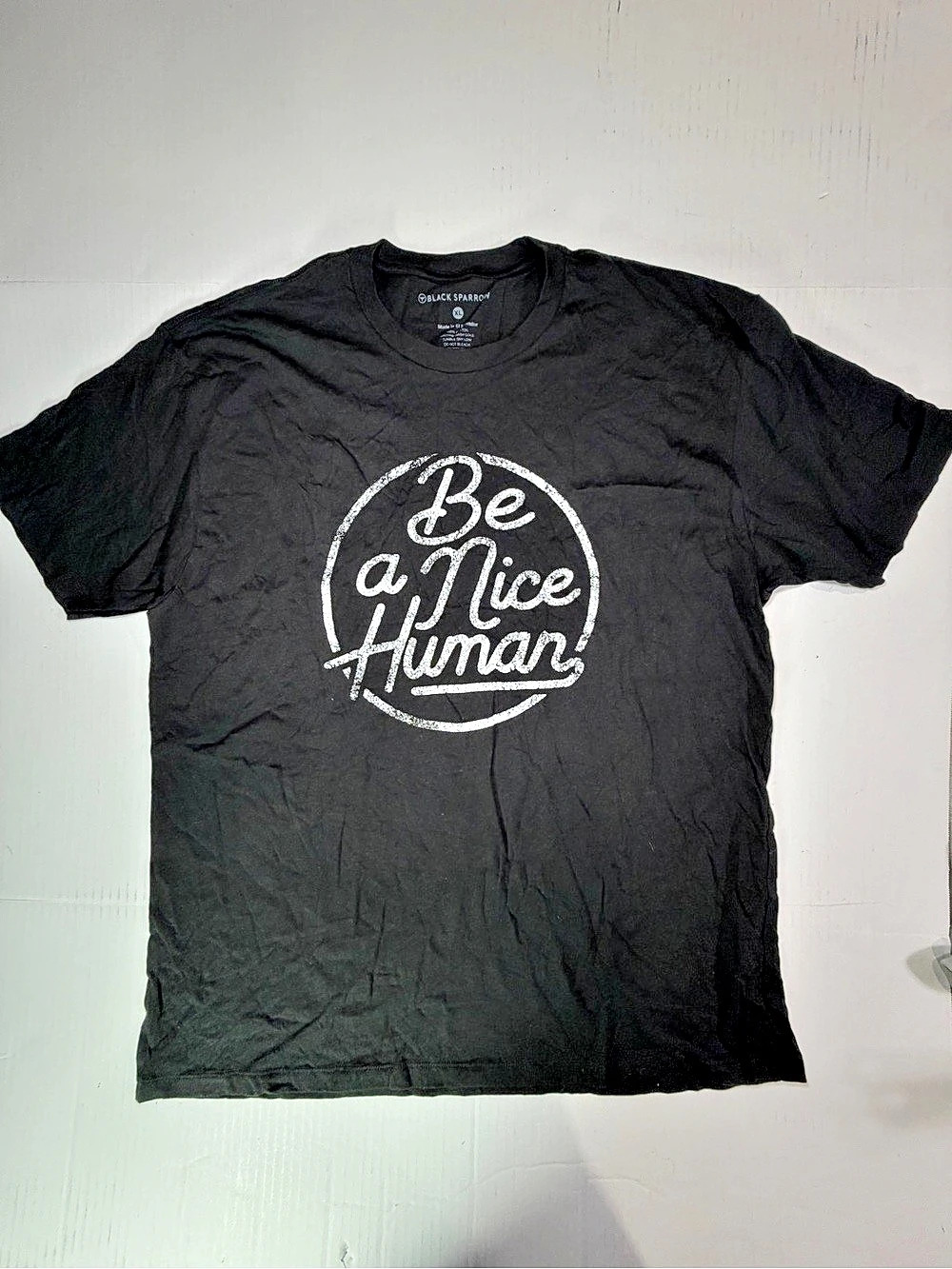 Graphic Tee in Black Size Be a Nice Human
